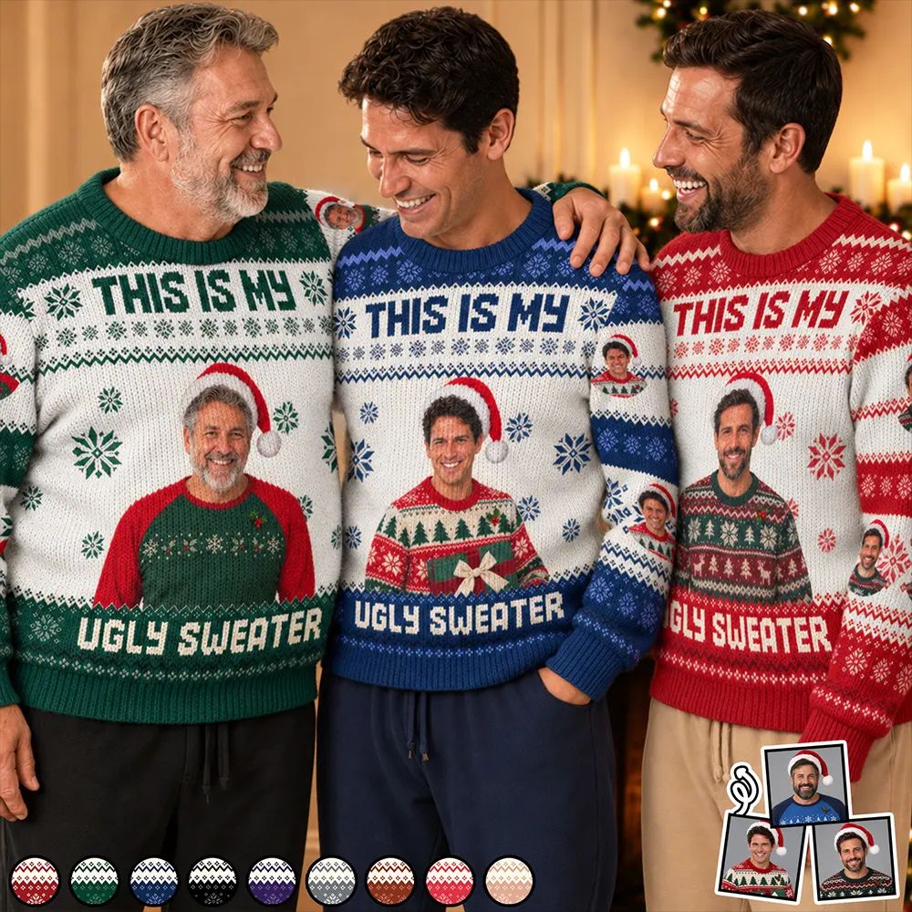 Christmas Custom Photo This Is My Ugly Sweater - Personalized Unisex Ugly Sweater