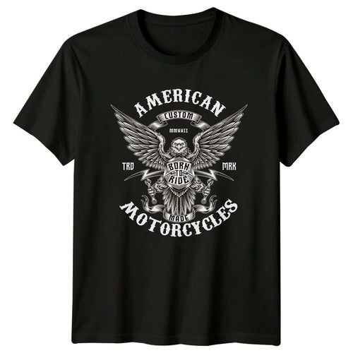 American Custom Motorcycles Born To Ride Graphic Mens T-Shirt Ladies Tee