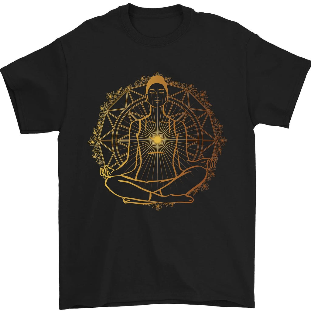 Spiritual Yoga Meditation Peace Mens T-Shirt 100% Cotton