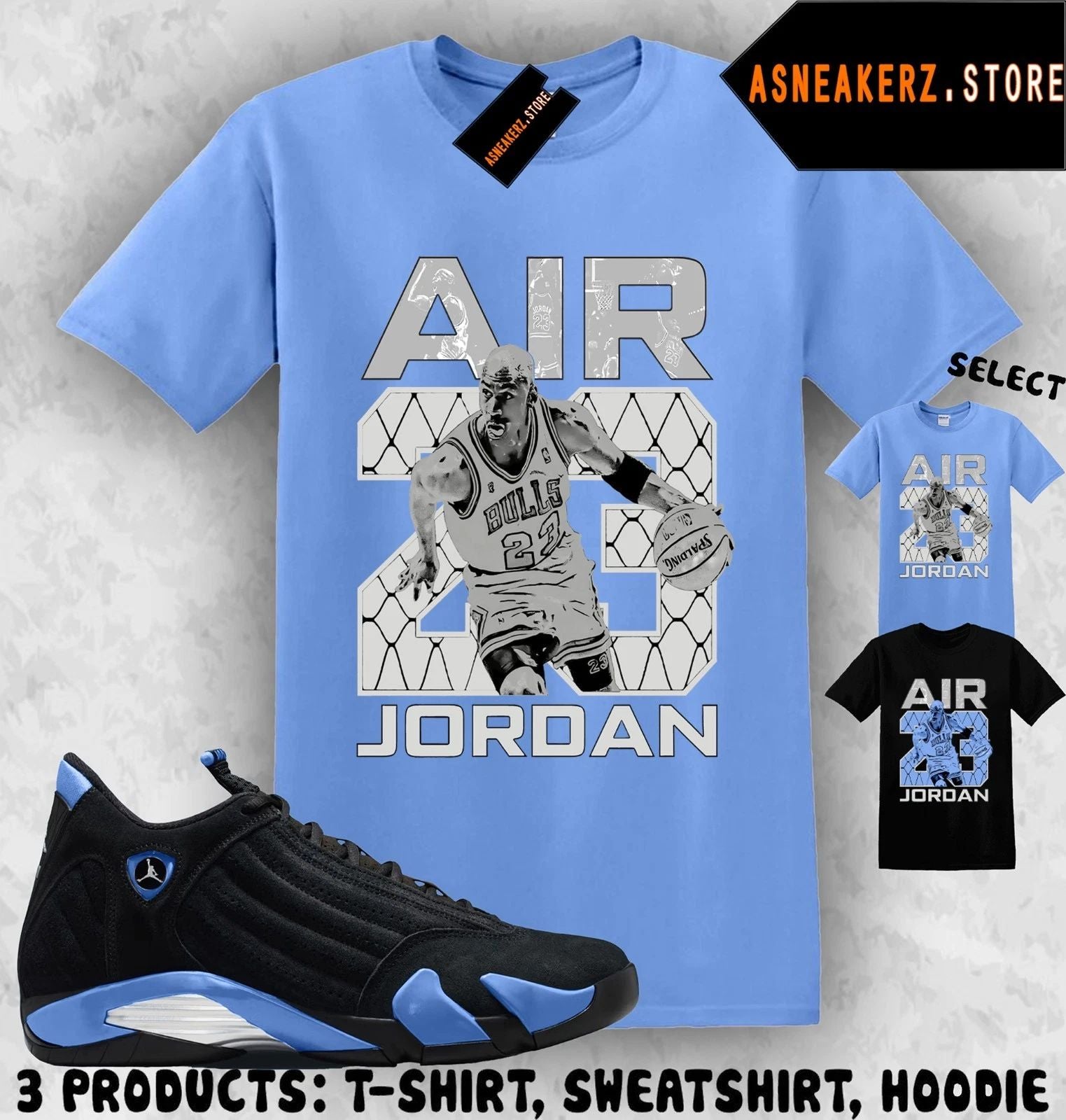 Shirt Matching AJ 14 Black University Blue 2026 Match Sneaker Vintage Air MJ 23