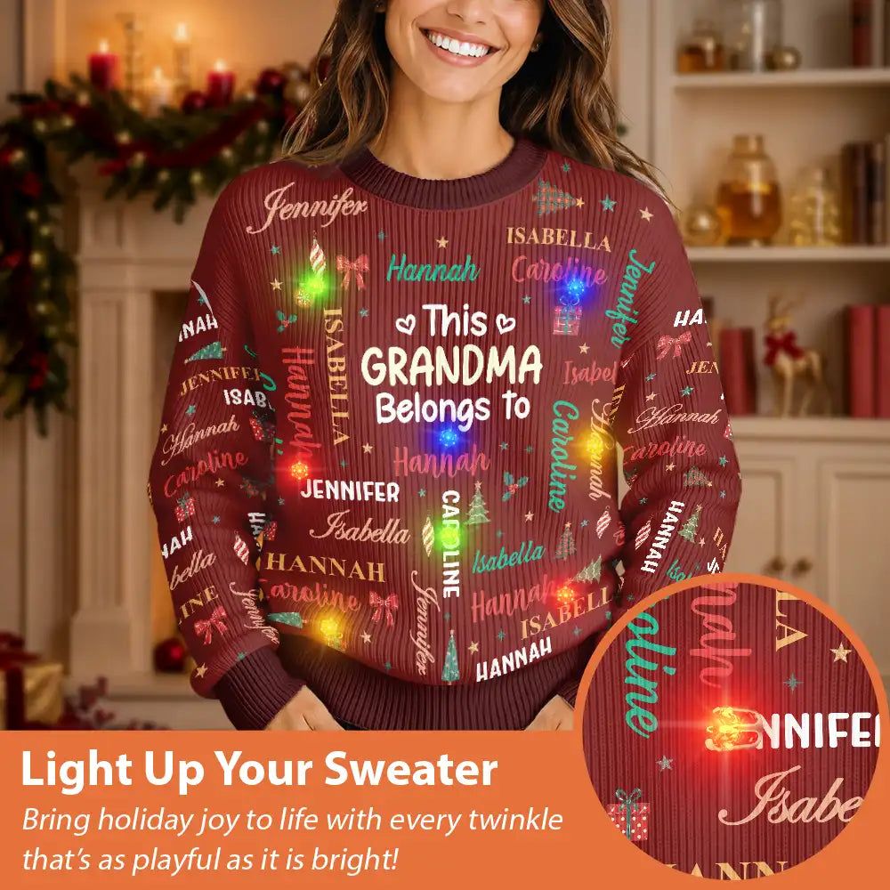 Christmas Gift For Grandma Nana - Personalized Kids Names Unisex Ugly Sweater