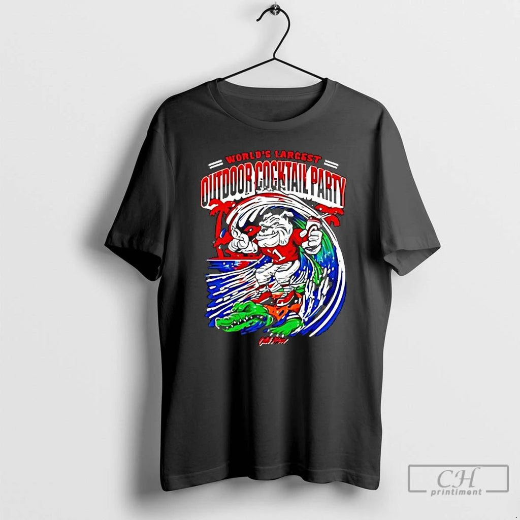 Premium Worlds Largest Outdoor Cocktail Party Georgia Bulldogs And Florida Gators College Mascots T Shirts