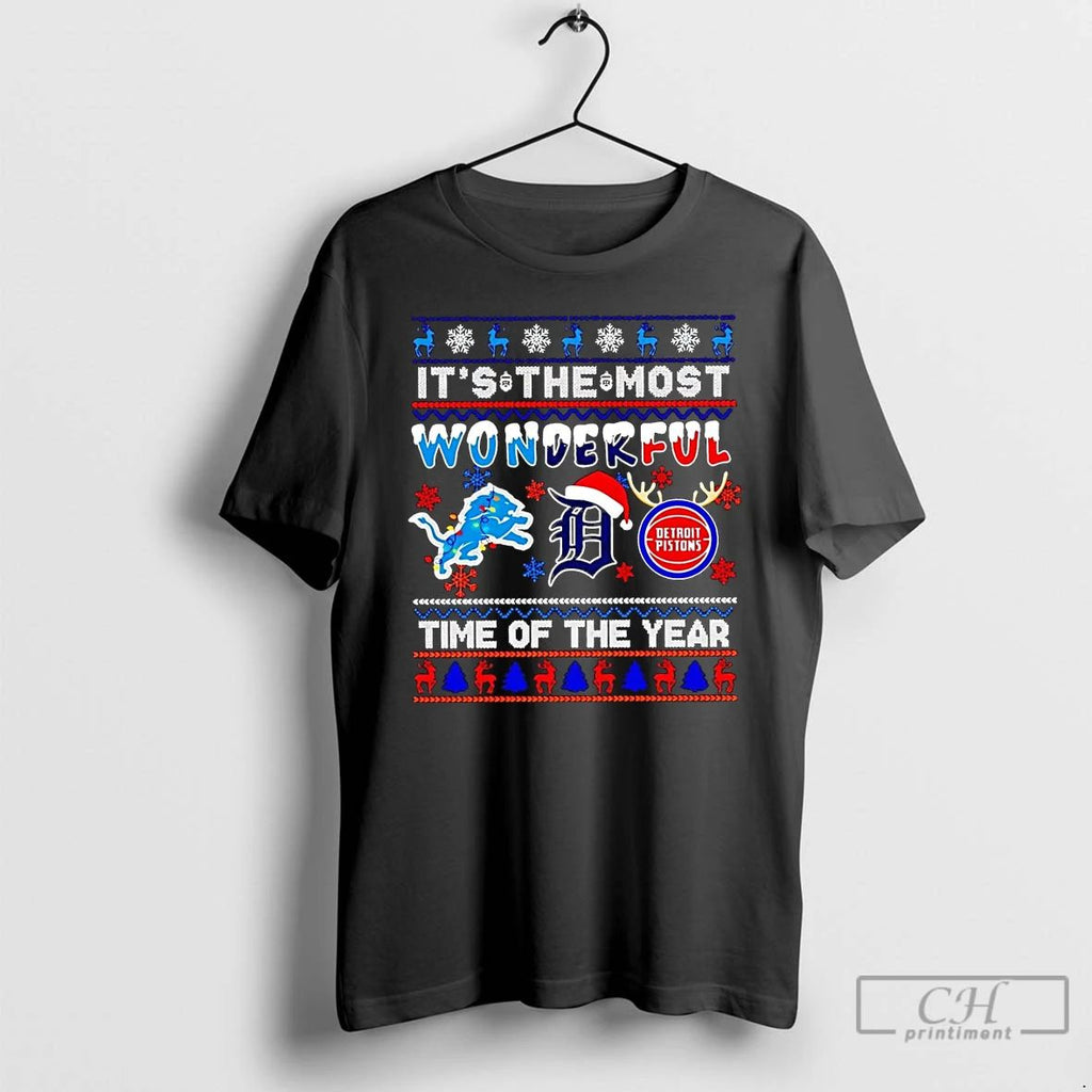 Classic Detroit Sports Team Its The Most Wonderful Time Of The Year Christmas T Shirts