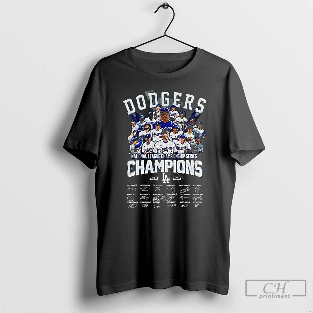 Classic Los Angeles Dodgers 2025 National League Championship Series Champions Signature T Shirts