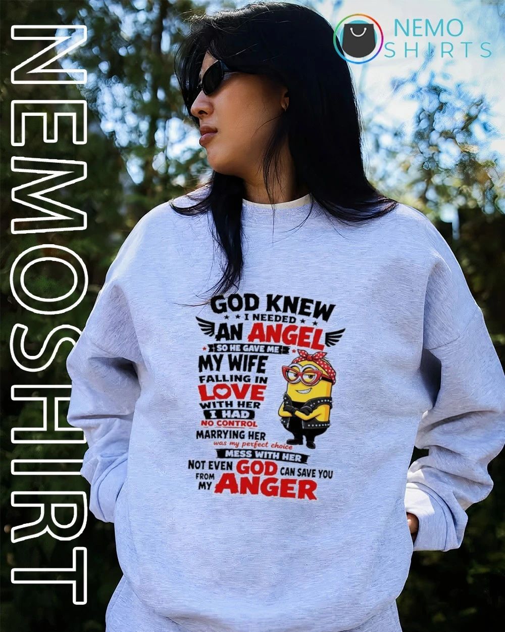 Minion God Knew I Needed an Angel Wife Quote shirt