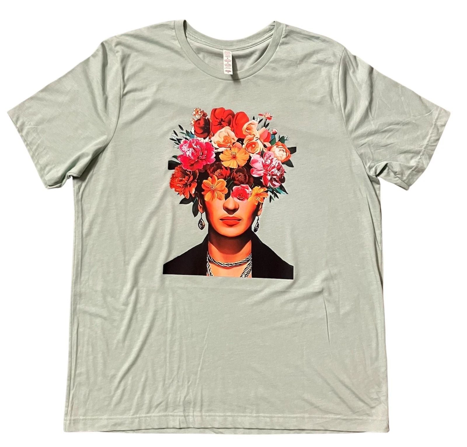 Frida Kahlo Floral Graphic T-Shirt Unisex Colorful Decorative Art Tee Boho Gift