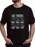 Cat Tricks Graphic Tee  Unisex Black Short Sleeve T-Shirt, Funny Cat Lover Hum