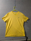 Lacoste V Neck T Shirt Yellow Pima Cotton Logo Minimal XL