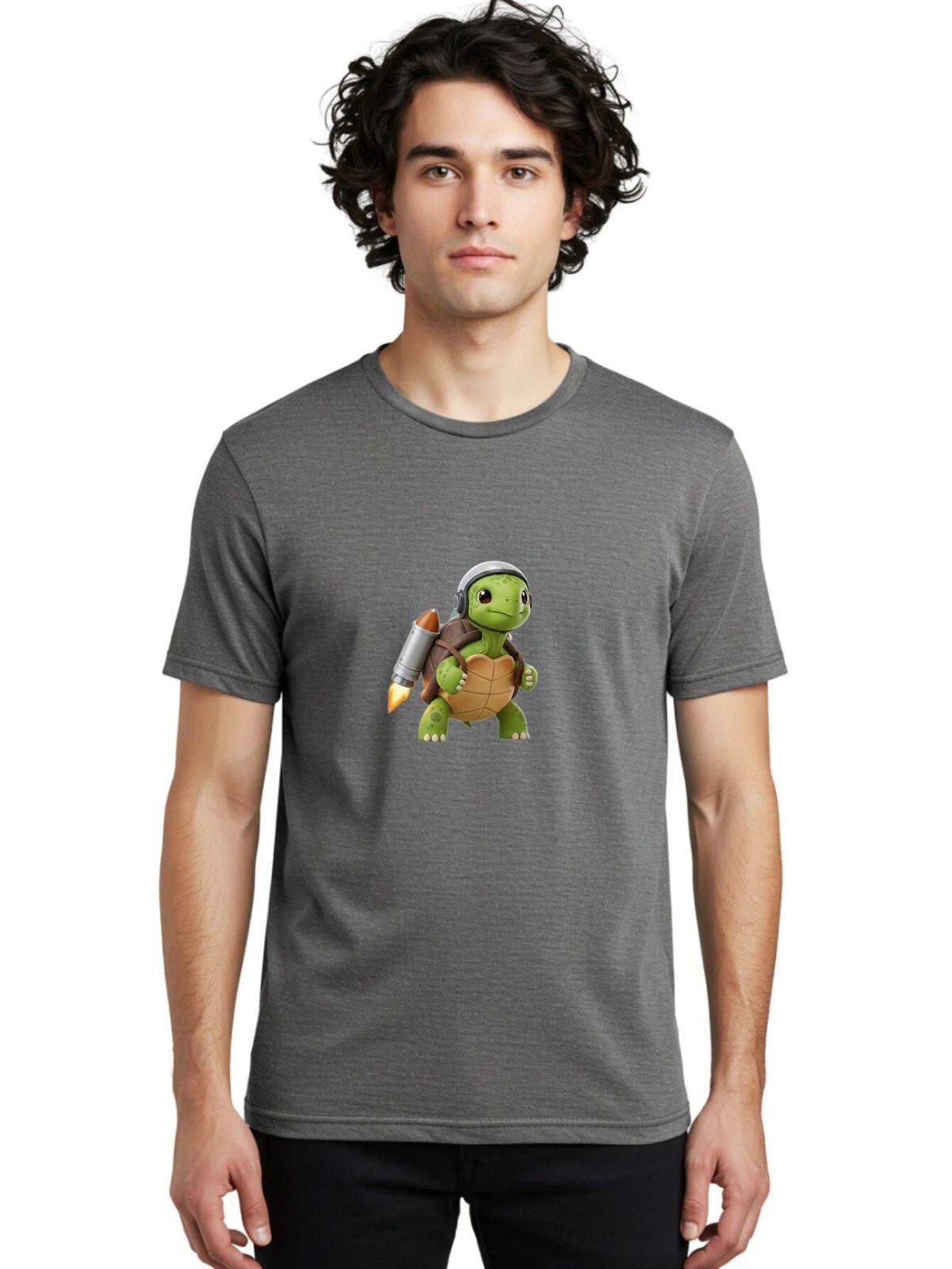 Rocket-Turtle Mens Graphic Tee, 100% Cotton, Casual Summer Wear