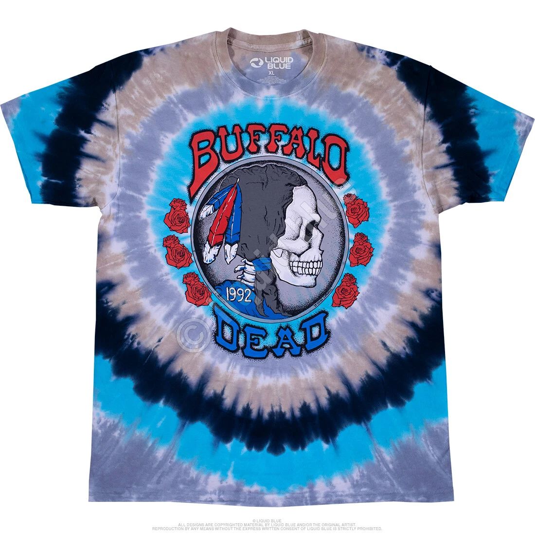 GRATEFUL DEAD-BUFFALO NICKEL-1992-2 Side TIE DYE T-SHIRT S-M-L-XL,2X Garcia,Wier