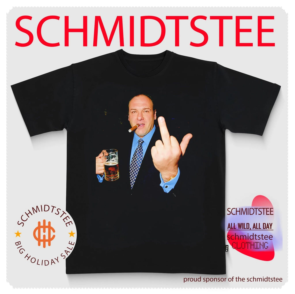 James Gandolfini as Tony Soprano from The Sopranos middle finger smoking and beer shirt