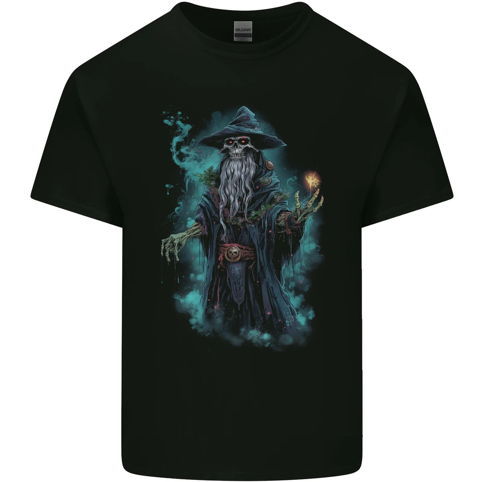 Fantasy Wizard Warlock Skull Mens Light Cotton T-Shirt