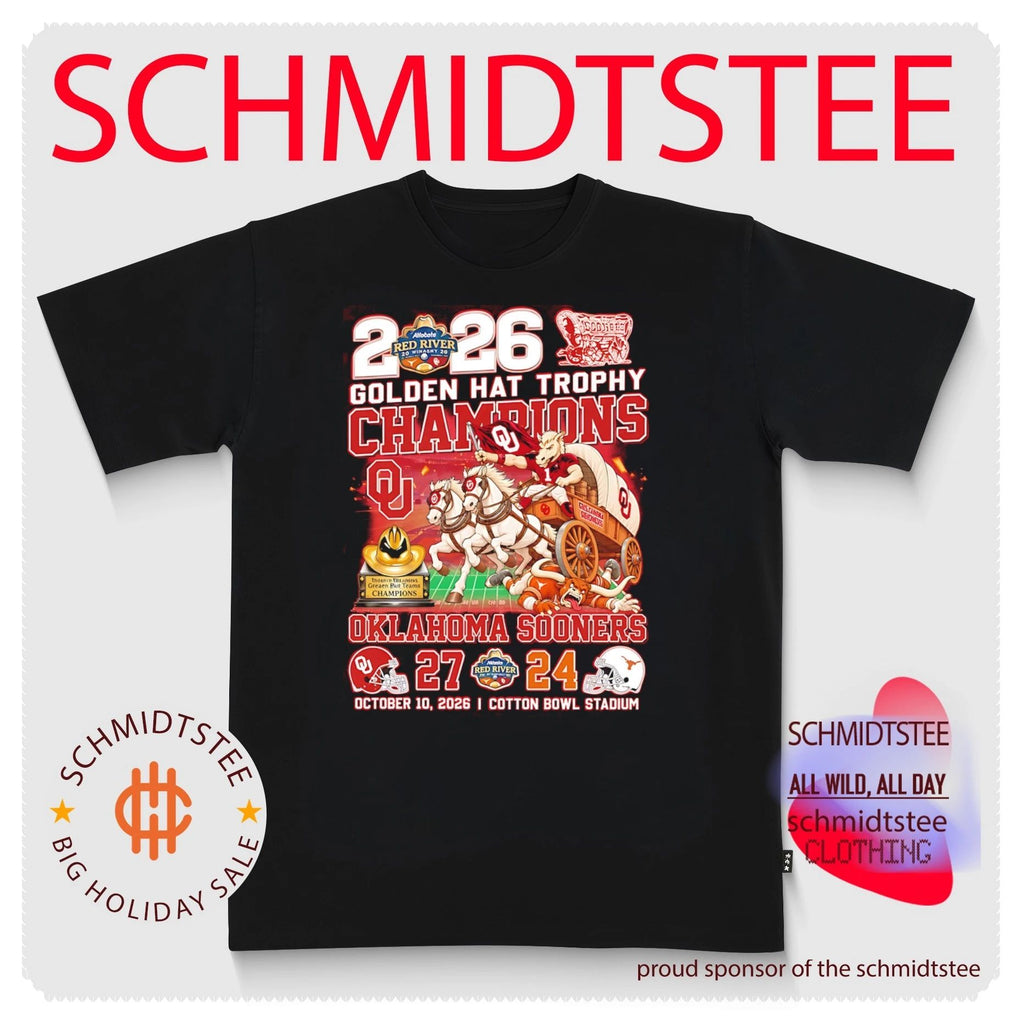 Oklahoma Sooners vs Texas Longhorn Golden Hat Trophy Champions 2026 Score 27-24 mascot shirt