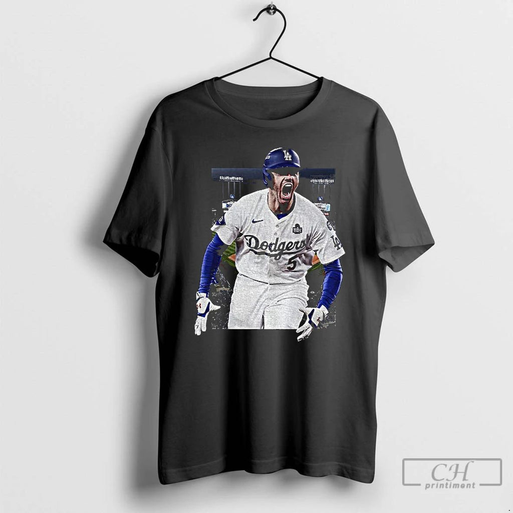 Premium Freddie Freeman Los Angeles Baseball Screaming Photo T Shirts