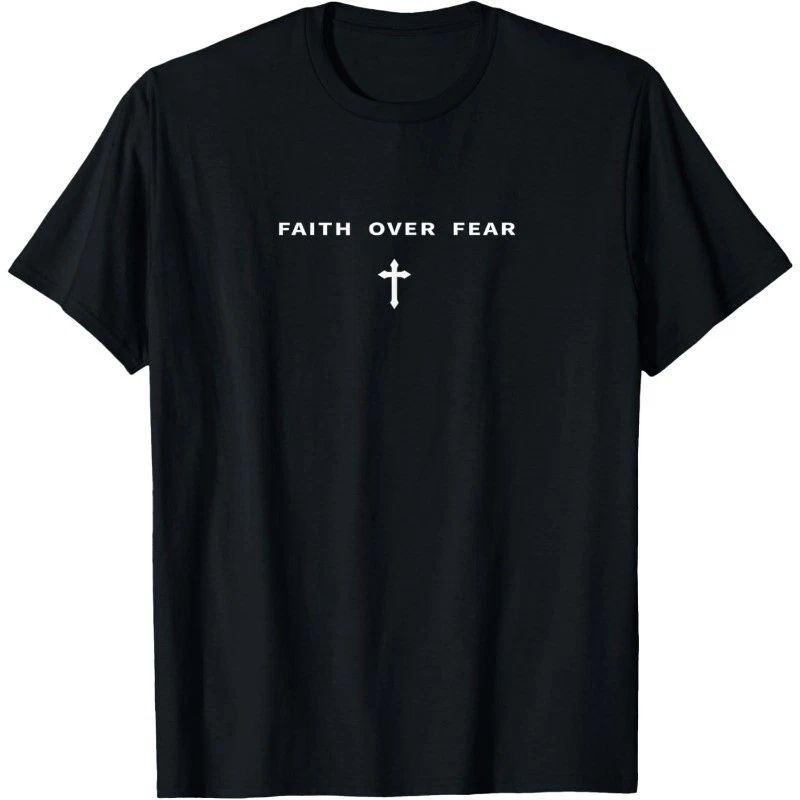 Faith Over Fear Christian Minimalist Jesus Christ Cross T-Shirt
