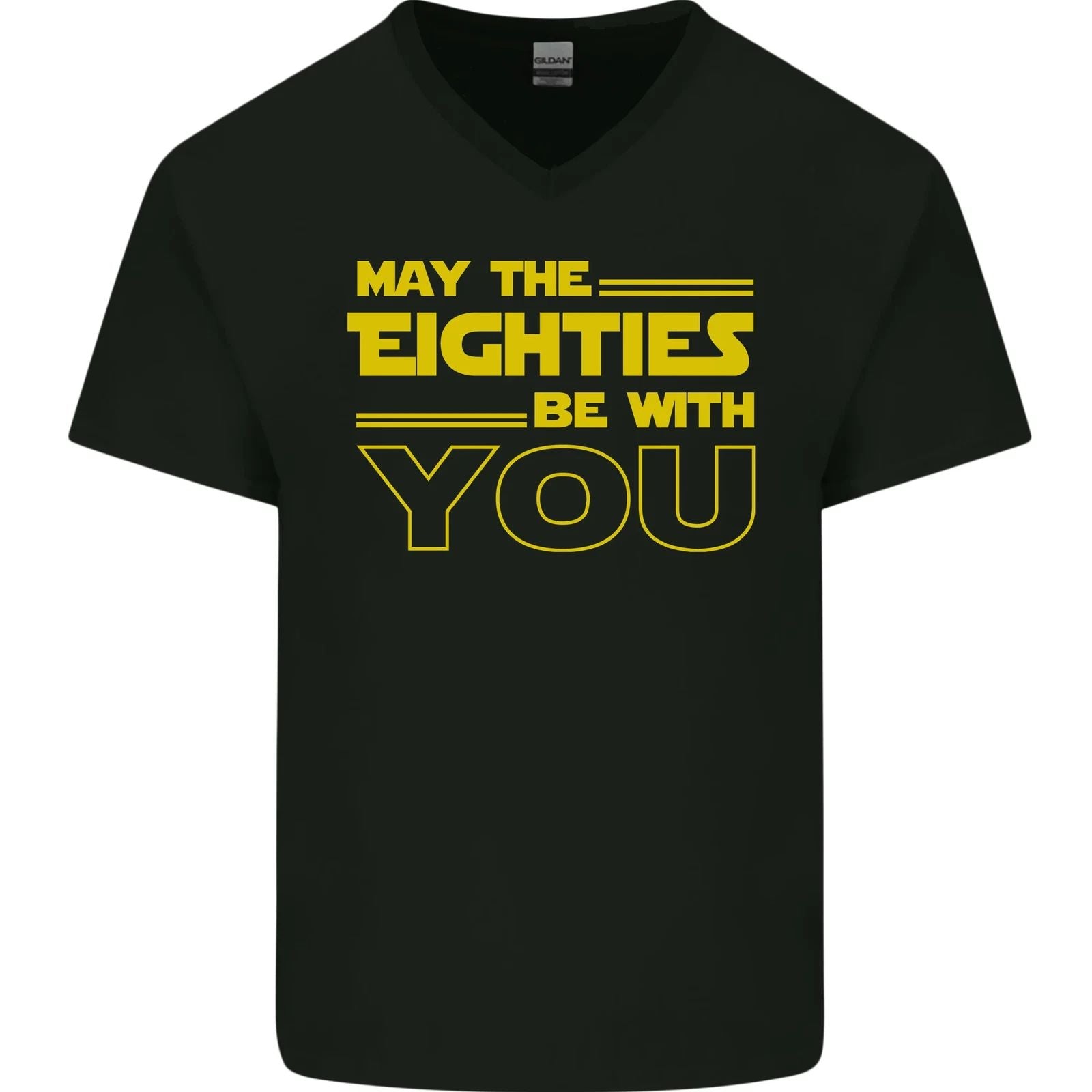 May the 80s Eighties Be With You Sci-Fi Mens V-Neck Cotton T-Shirt