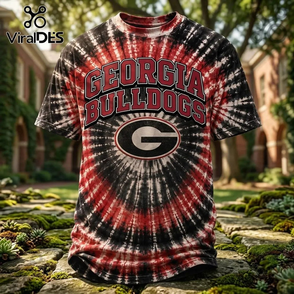 Georgia Bulldogs NCAA Red and Black Tie Dye Shirt