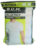BUM 5x Value Pack Men's T-shirts, Cotton, White, Large