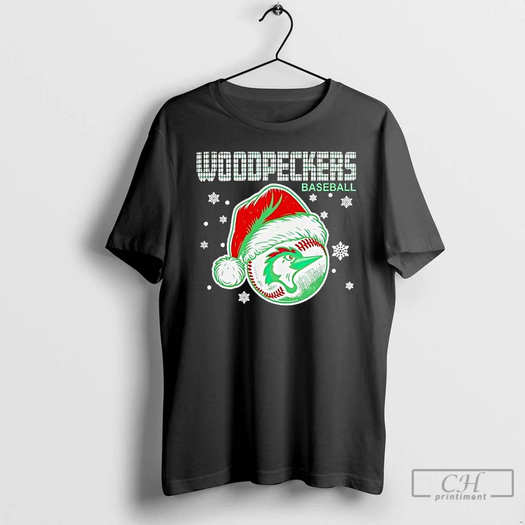 Classic Fayetteville Woodpeckers Santa Hat Baseball Christmas T Shirts