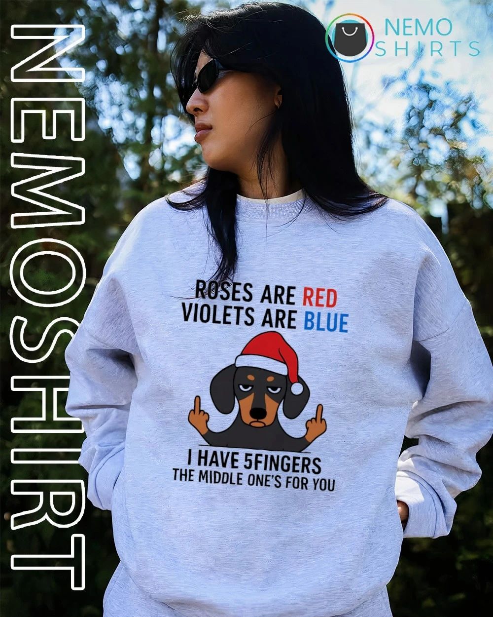 Dachshund Roses Are Red Violets Are Blue Middle Finger Funny Dog shirt