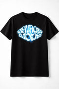 Savage Mode Neon Graphic T-Shirt Black Glow Streetwear Unisex Trendy Tee