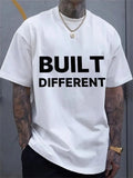 men's "Built Different" Motivational Quote Crew Neck Short Sleeve T-Shirt