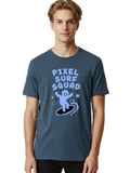 Pixel-Surf-Squad Mens Graphic Tee,100% Cotton,Casual Summer Wear