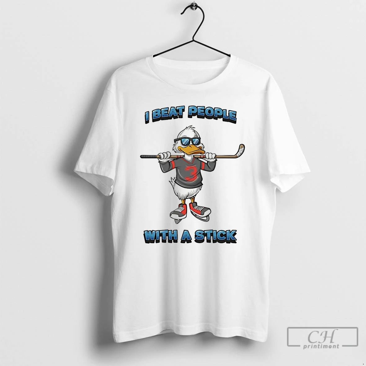 Classic Duck Hockey I Beat People With A Stick T Shirts