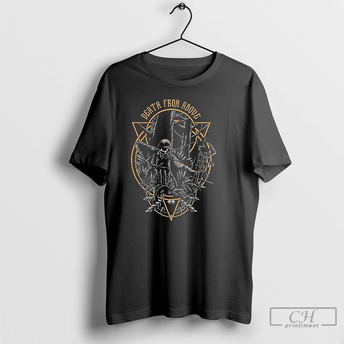 Classic Death From Above Archer Bow Hunting Logo T Shirts