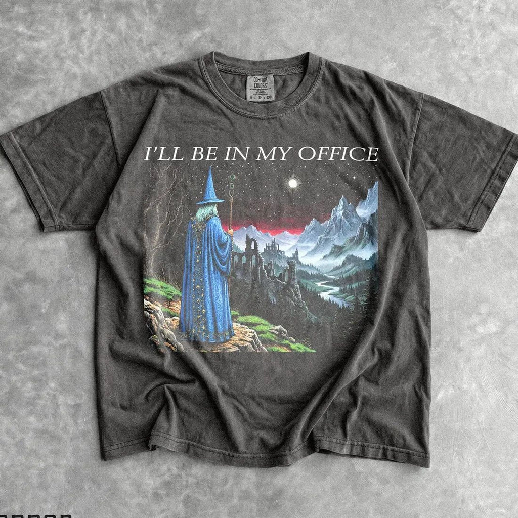 I'll Be In My Office T-Shirt Unisex Graphic Tee - Vintage Fantasy Wizard