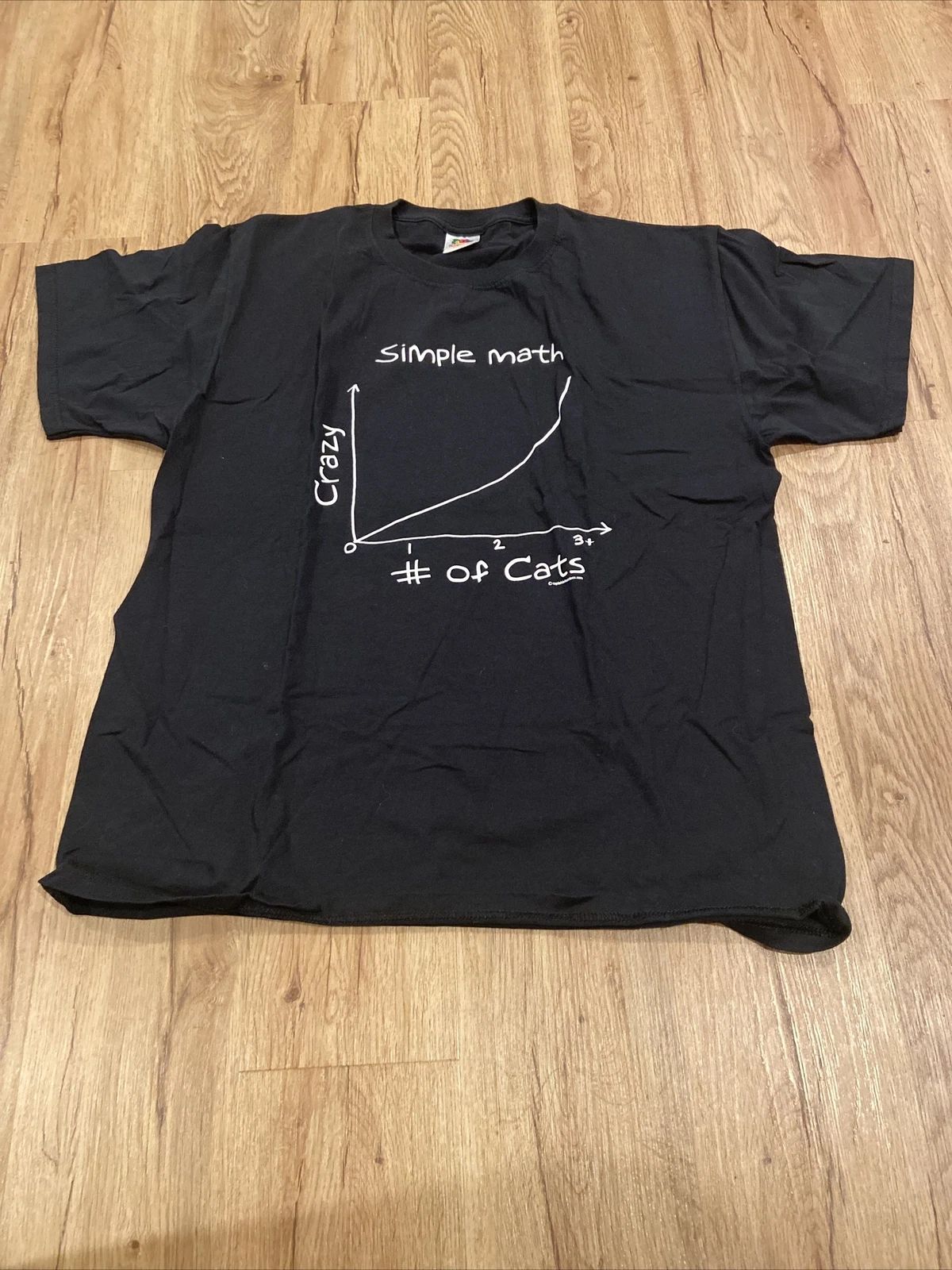 Simple Math Crazy the more # of Cats Black T Shirt Captain Leisure Teen Large