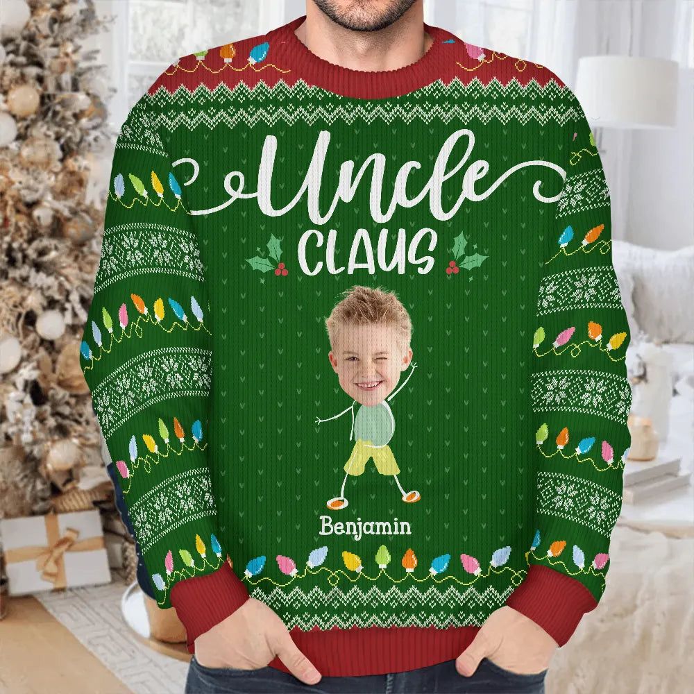 Custom Photo Papa Claus Nana Mama Dada - Personalized Unisex Ugly Sweater