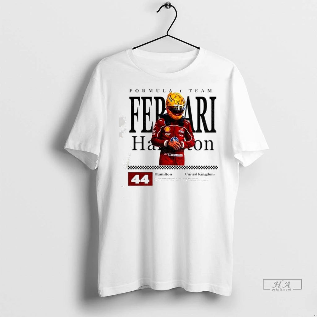 Officials Trendy Lewis Hamilton Ferrari Formula 1 Team United Kingdom 44 T Shirt Dzu6g9