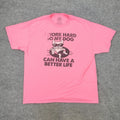 DOM Shirt Men XL PInk Dog Life Graphic Tee Short Sleeve Crew Neck Pullover Adult