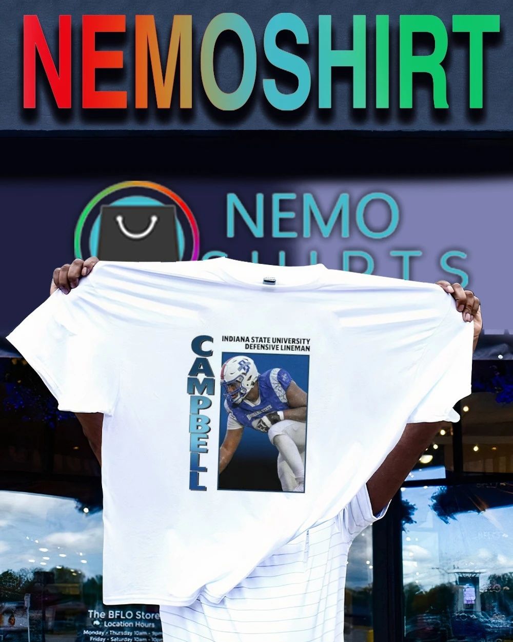 Sirmaine Campbell Retro Indiana State University Defensive Lineman shirt