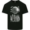 Fantasy City Black and White City Anime Mens Cotton T-Shirt Tee Top