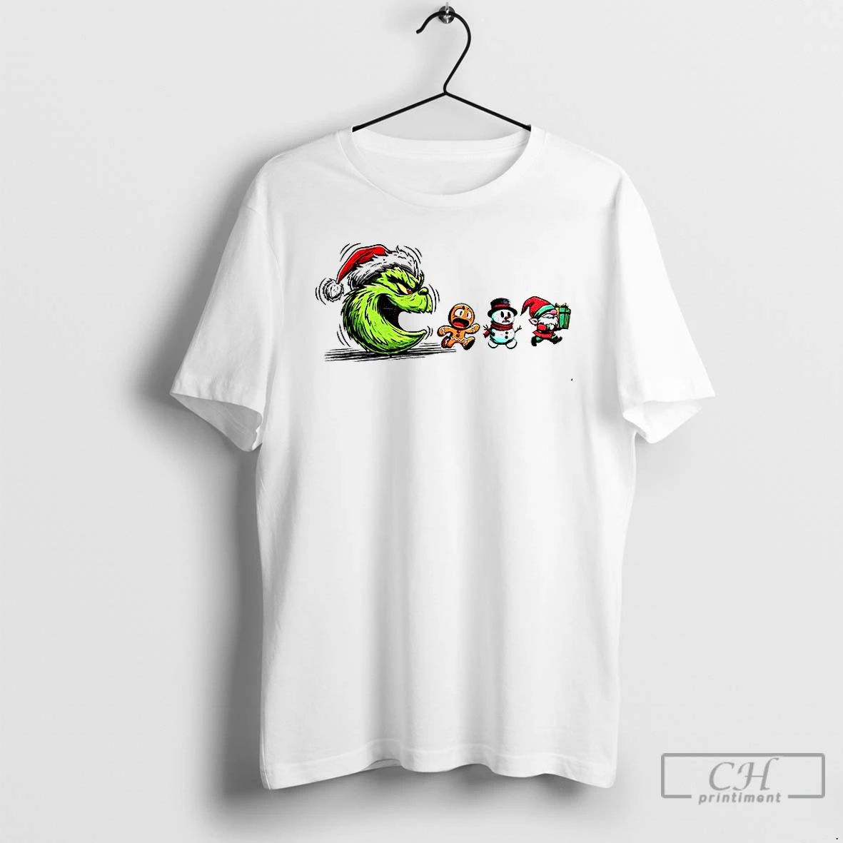 Classic Merry Greenmas Grinch Santa And Friends Pacman Christmas Game T Shirts