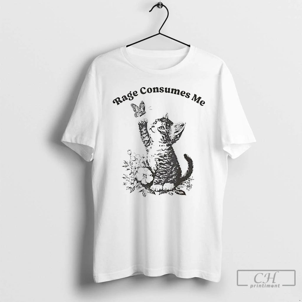 Classic Cat Butterfly Rage Consumes Me T Shirts