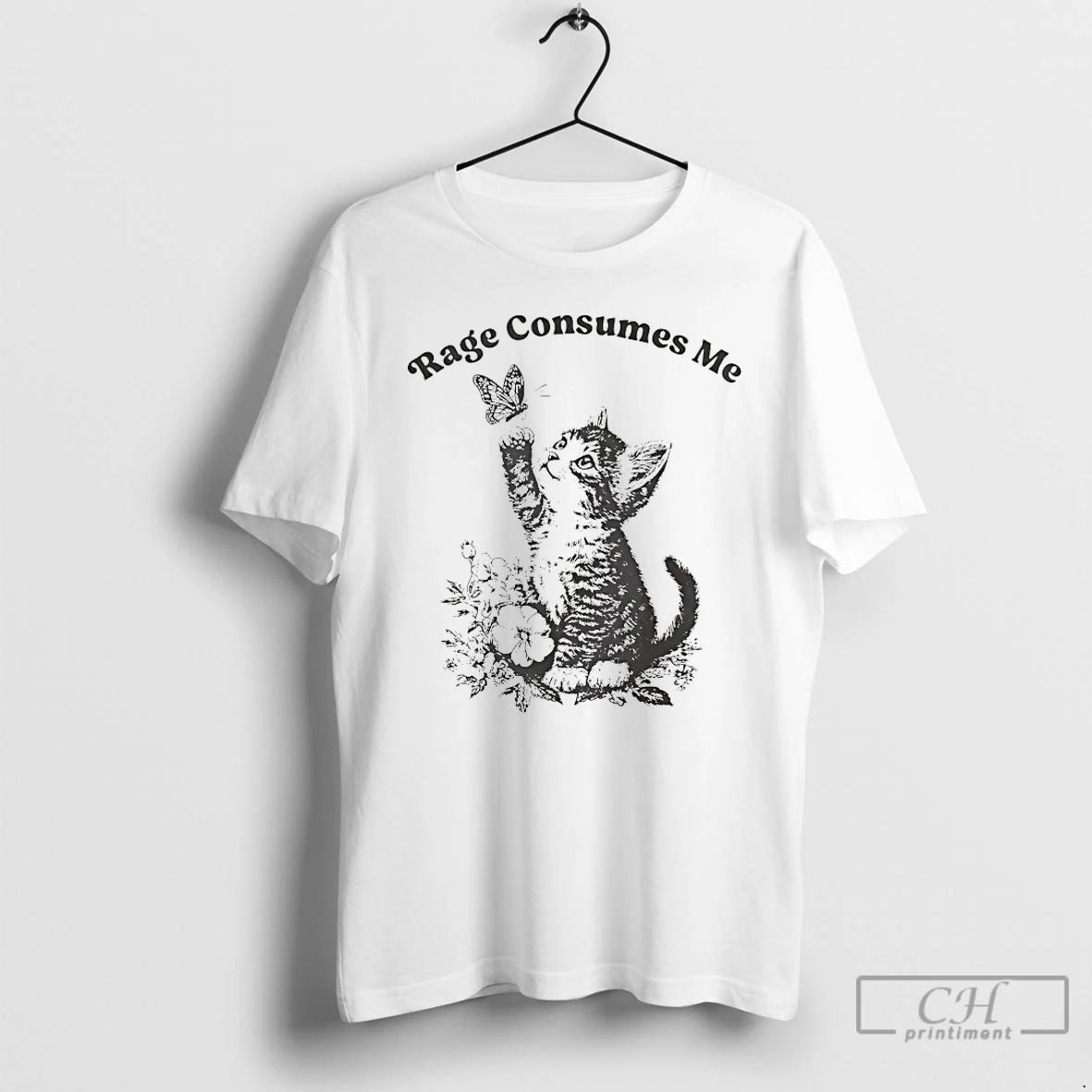 Classic Cat Butterfly Rage Consumes Me T Shirts