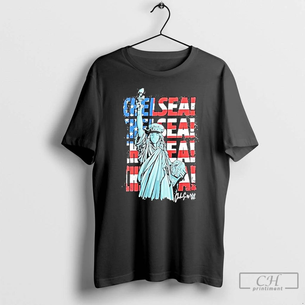Premium Chelsea Green Statue America Flag T Shirts