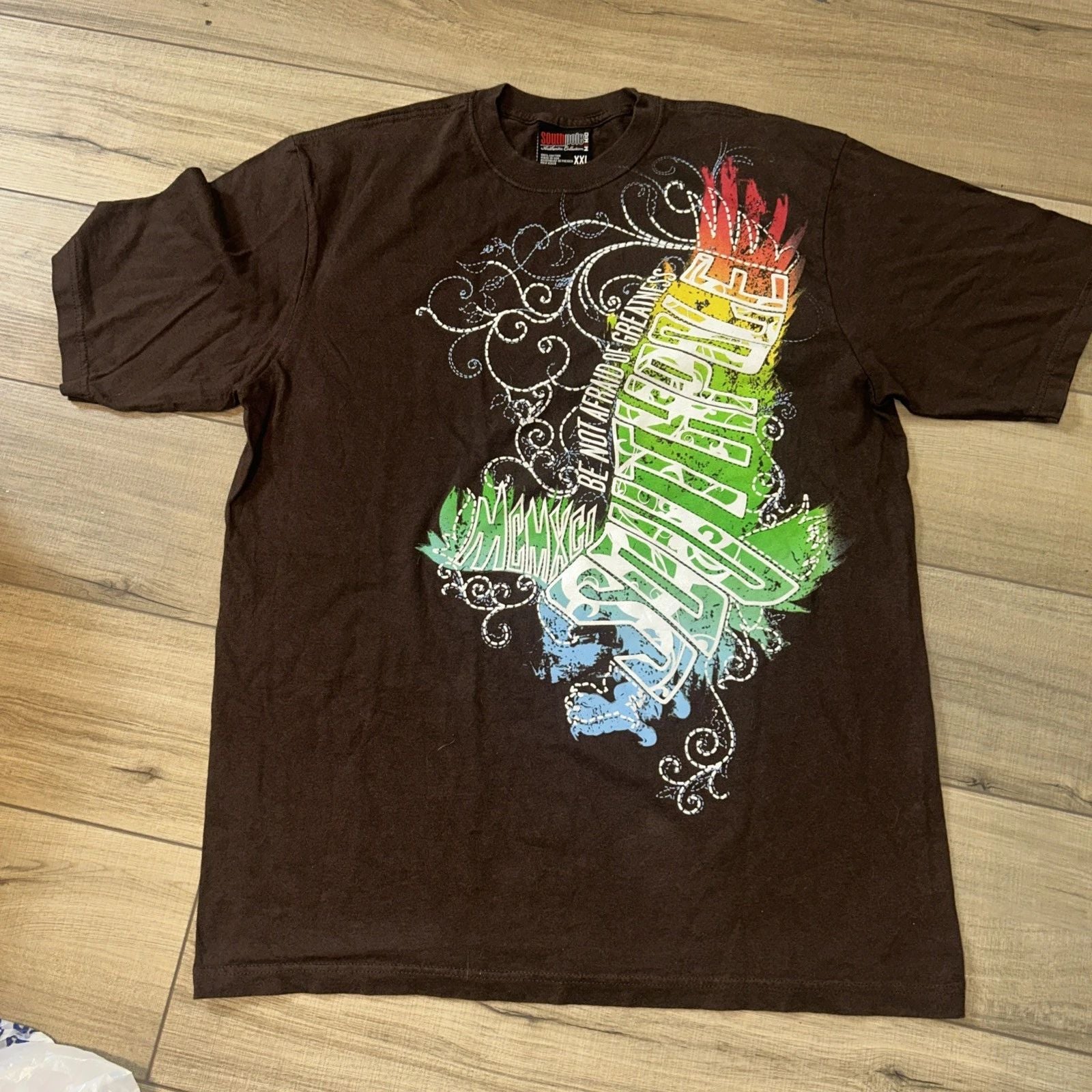 Vintage South Pole Graphic Tee Shirt Art To Wear Street Style Hip Hop Brown 2XL