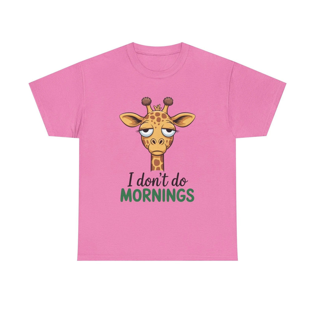 Sleepy Giraffe I don't do mornings Tee | Cute Animal Graphic Shirt