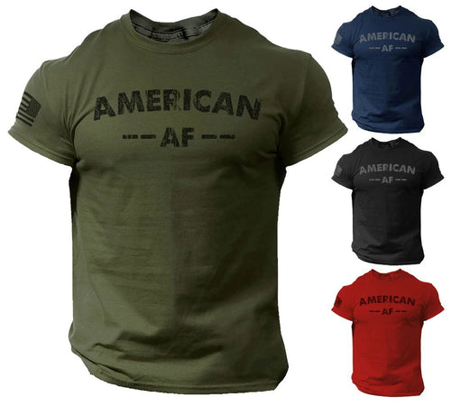 American AF Patriotic USA Flag T Shirt for Men Funny - Soft Style 100% Cotton