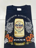 Orion Beer Okinawa T-Shirt XL Navy Japanese Souvenir Shisa Hibiscus New