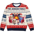 3D Effect Couple With Kids And Pets - Personalized Unisex Ugly Sweater