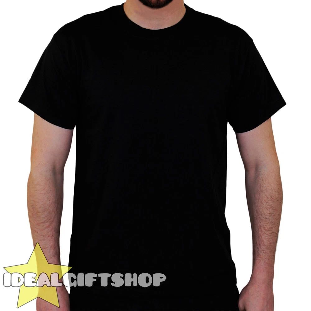 BLACK SHORT SLEEVED BLANK PLAIN CREW NECK T SHIRT SIZES S-XXL WHOLESALE