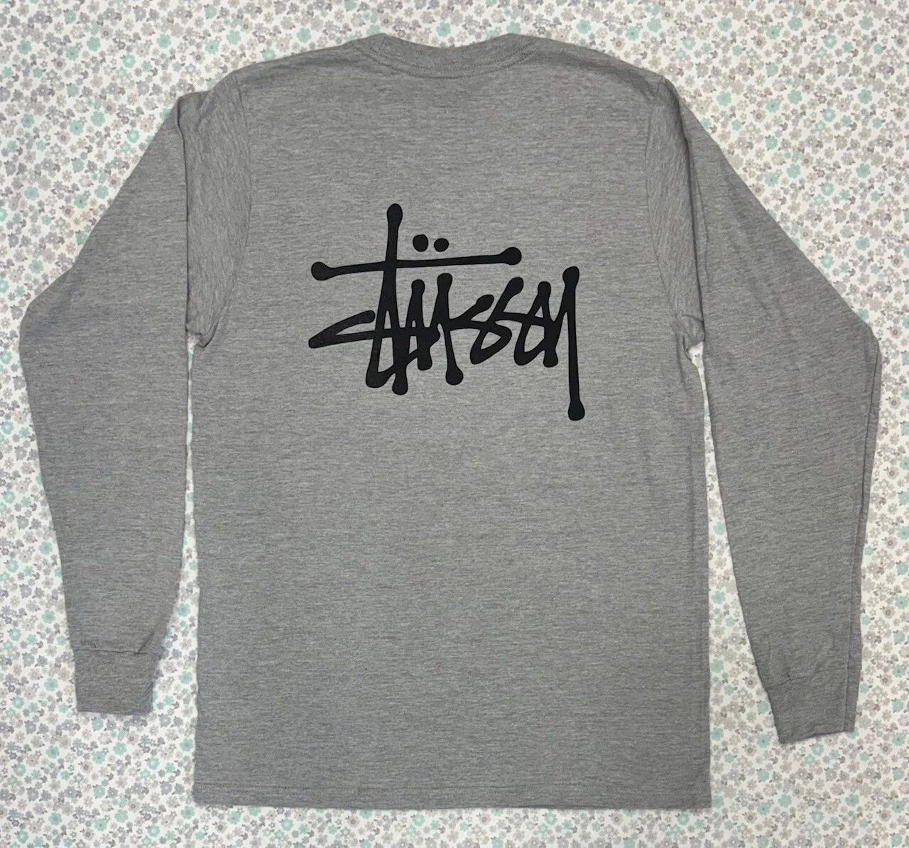 Stussy Basic Logo Grey/ Heather  Mens Long Sleeve Size SM