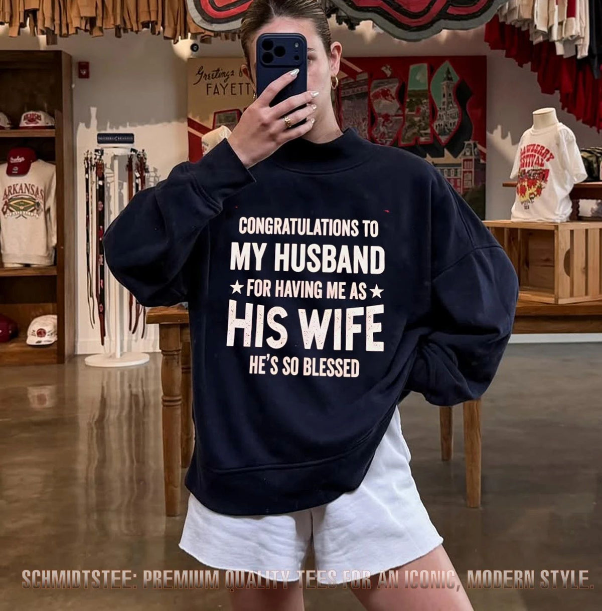 Congratulations to My Husband for Having Me as His Wife He Is So Blessed shirt