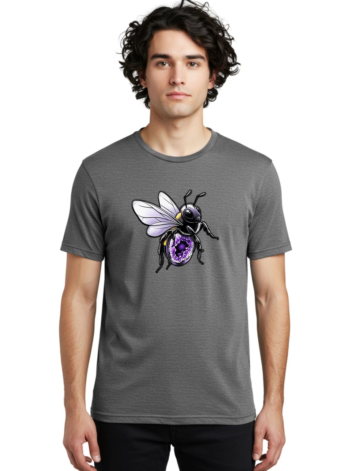Cartoon-Bee-1 Mens Graphic Tee, 100% Cotton, Casual Summer Wear