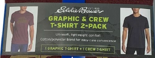 EDDIE BAUER MEN'S GRAPHIC/SOLID "BORN TO ROAM" -SHIRT(BURGANDY/GRAY XX-LARGE)NWT